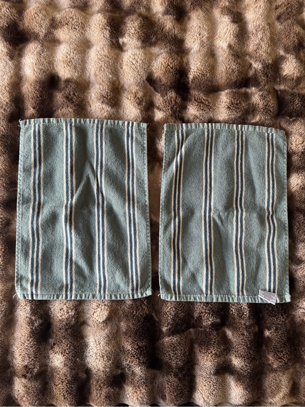 Striped Blue Cotton Hand Towels - Pack of 2
